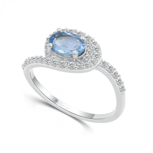 Love Spell® Lab-grown Diamonds And Blue Topaz Ring - 0.30 Ct. T.w.