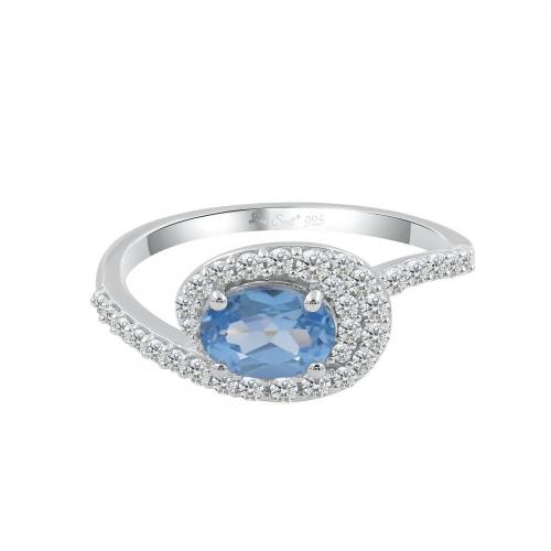 Love Spell® Lab-grown Diamonds And Blue Topaz Ring - 0.30 Ct. T.w.