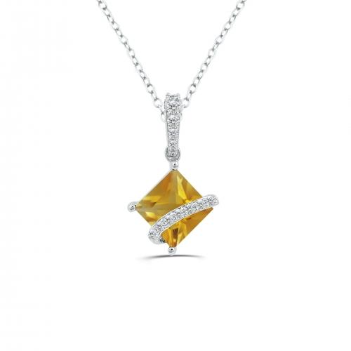 Love Spell® Lab-grown Diamonds And Citrine Pendant - 0.10 Ct. T.w.