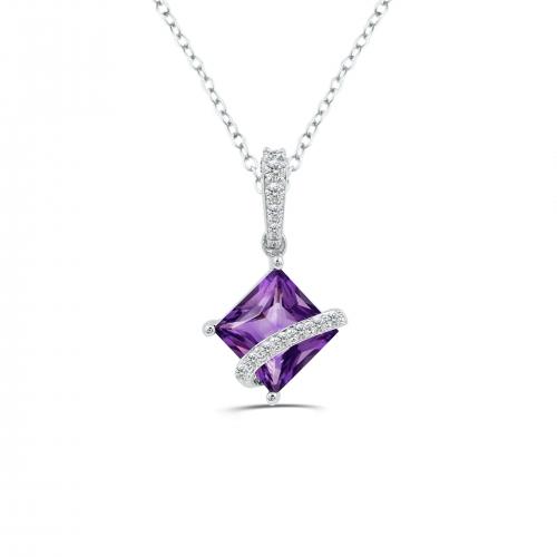 Love Spell® Lab-grown Diamonds And Amethyst Pendant - 0.10 Ct. T.w.