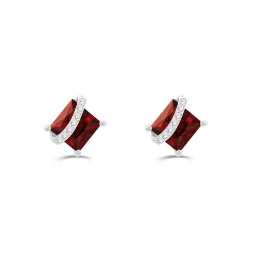 Love Spell® Lab-grown Diamonds And Garnet Studs - 0.10 Ct. T.w.