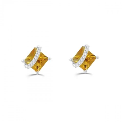 Love Spell® Lab-grown Diamonds And Citrine Studs - 0.10 Ct. T.w.