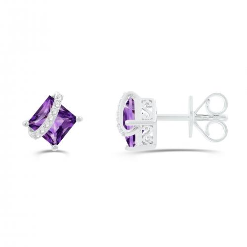 Love Spell® Lab-grown Diamonds And Amethyst Studs - 0.10 Ct. T.w.
