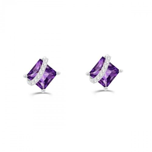 Love Spell® Lab-grown Diamonds And Amethyst Studs - 0.10 Ct. T.w.