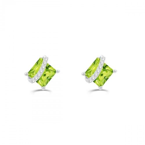 Love Spell® Lab-grown Diamonds And Peridot Studs - 0.10 Ct. T.w.