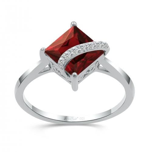 Love Spell® Lab-grown Diamonds And Garnet Ring - 0.05 Ct. T.w.
