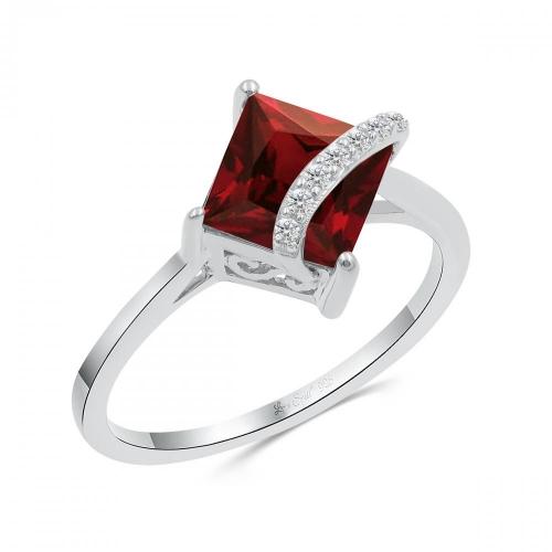 Love Spell® Lab-grown Diamonds And Garnet Ring - 0.05 Ct. T.w.