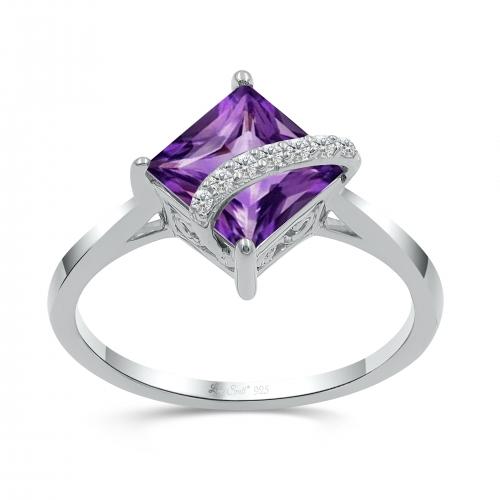 Love Spell® Lab-grown Diamonds And Amethyst Ring - 0.05 Ct. T.w.