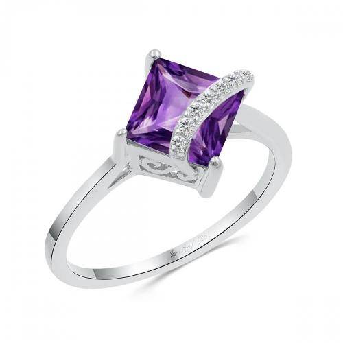 Love Spell® Lab-grown Diamonds And Amethyst Ring - 0.05 Ct. T.w.