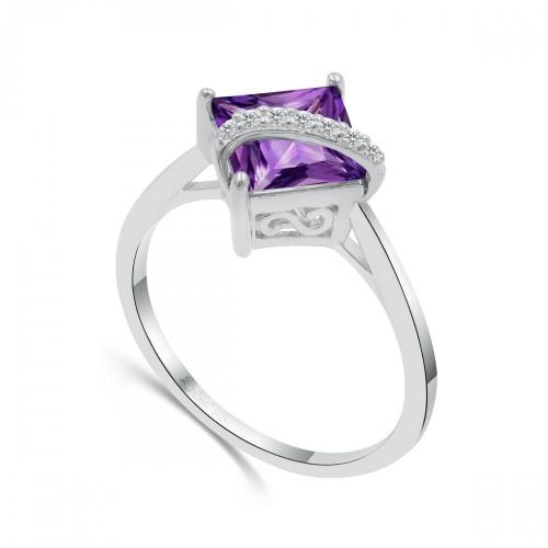 Love Spell® Lab-grown Diamonds And Amethyst Ring - 0.05 Ct. T.w.