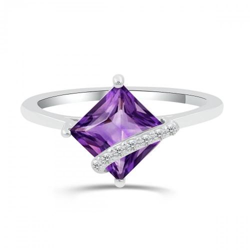 Love Spell® Lab-grown Diamonds And Amethyst Ring - 0.05 Ct. T.w.