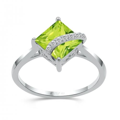 Love Spell® Lab-grown Diamonds And Peridot Ring - 0.05 Ct. T.w.