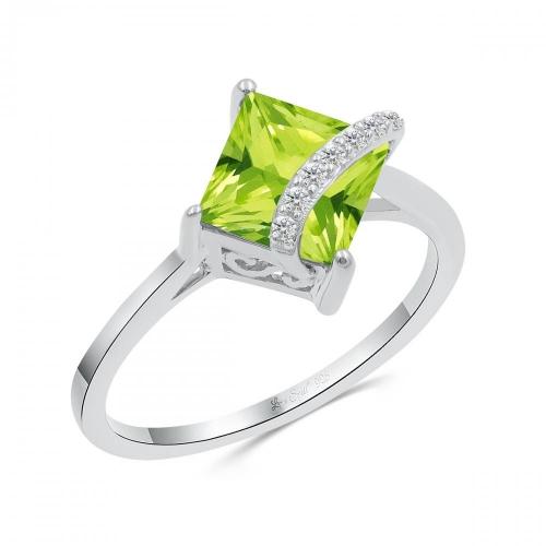 Love Spell® Lab-grown Diamonds And Peridot Ring - 0.05 Ct. T.w.