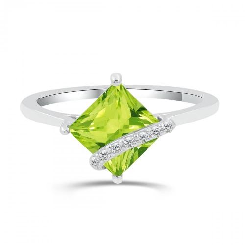 Love Spell® Lab-grown Diamonds And Peridot Ring - 0.05 Ct. T.w.