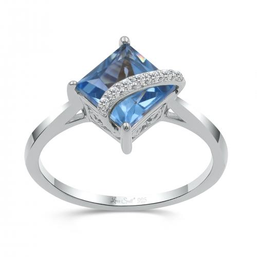 Love Spell® Lab-grown Diamonds And Blue Topaz Ring - 0.05 Ct. T.w.