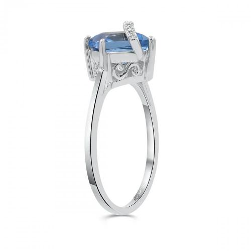 Love Spell® Lab-grown Diamonds And Blue Topaz Ring - 0.05 Ct. T.w.