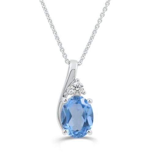 Love Spell® Lab-grown Diamonds And Blue Topaz Pendant - 0.05 Ct. T.w.
