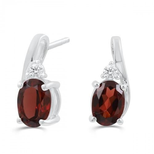 Love Spell® Lab-grown Diamonds And Garnet Earrings - 0.07 Ct. T.w.