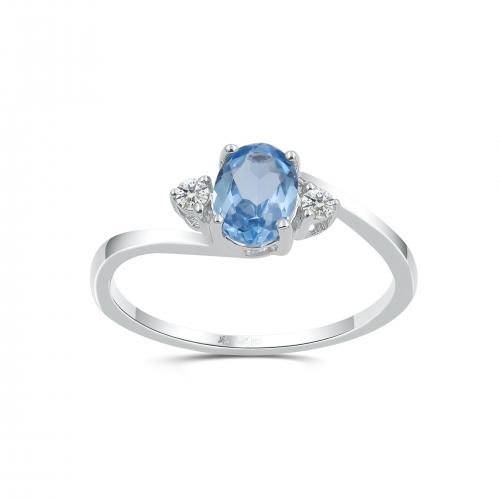 Love Spell® Lab-grown Diamonds And Blue Topaz Ring - 0.07 Ct. T.w.