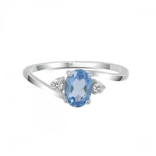 Love Spell® Lab-grown Diamonds And Blue Topaz Ring - 0.07 Ct. T.w.