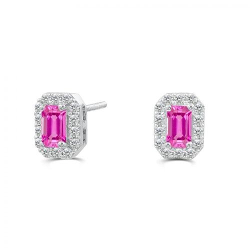 Love Spell® Lab-grown Diamonds And Pink Sapphire Studs - 0.25 Ct. T.w.