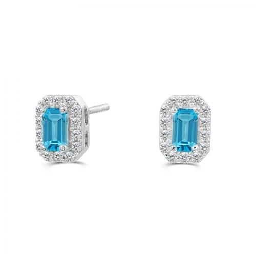 Love Spell® Lab-grown Diamonds And Blue Topaz Studs - 0.25 Ct. T.w.