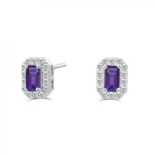Love Spell® Lab-grown Diamonds And Amethyst Studs - 0.25 Ct. T.w.