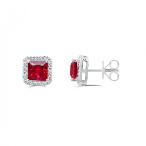 Love Spell® Lab-grown Diamonds And Ruby Studs - 0.25 Ct. T.w.