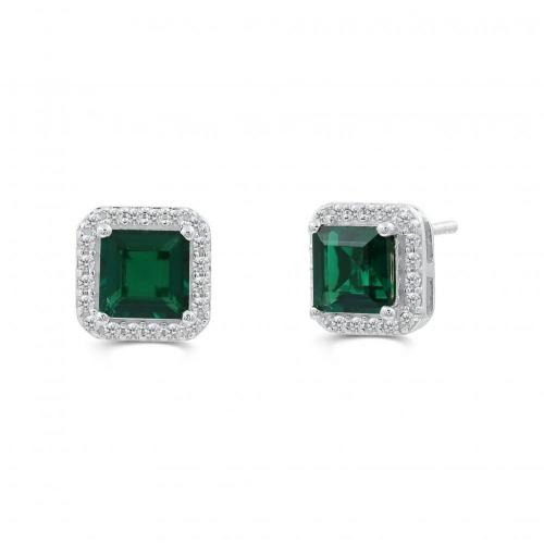 Love Spell® Lab-grown Diamonds And Emerald Studs - 0.25 Ct. T.w.