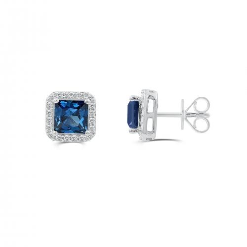 Love Spell® Lab-grown Diamonds And Blue Topaz Studs - 0.25 Ct. T.w.