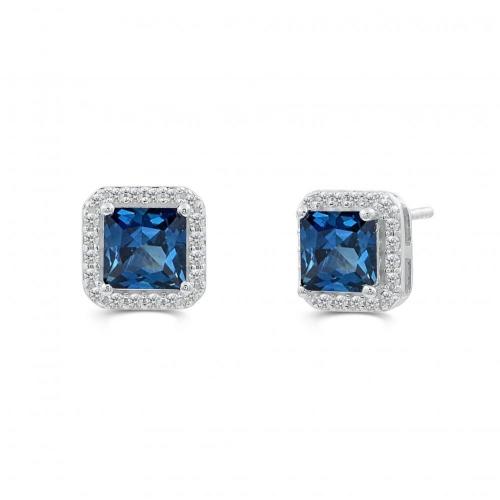 Love Spell® Lab-grown Diamonds And Blue Topaz Studs - 0.25 Ct. T.w.