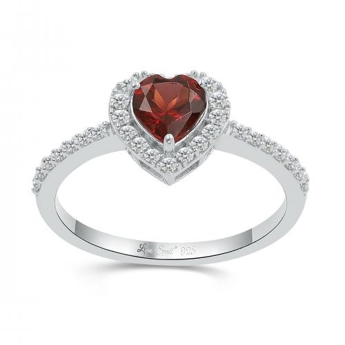 Love Spell® Lab-grown Diamonds And Garnet Heart-shaped Ring - 0.25 Ct. T.w.