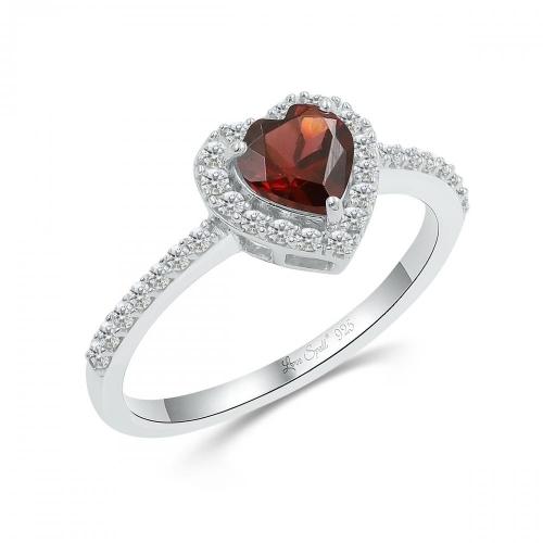 Love Spell® Lab-grown Diamonds And Garnet Heart-shaped Ring - 0.25 Ct. T.w.