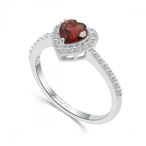 Love Spell® Lab-grown Diamonds And Garnet Heart-shaped Ring - 0.25 Ct. T.w.