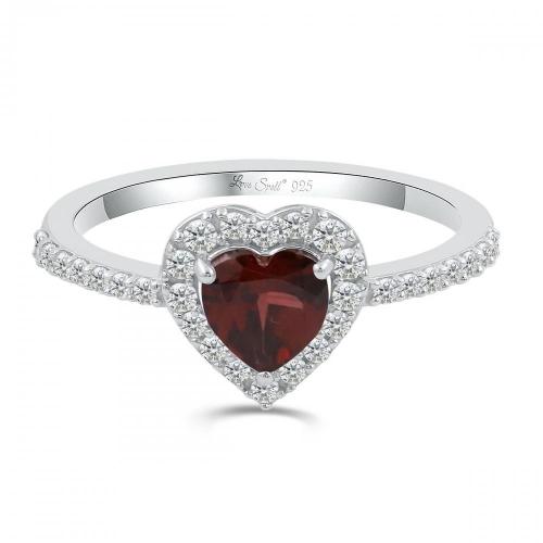 Love Spell® Lab-grown Diamonds And Garnet Heart-shaped Ring - 0.25 Ct. T.w.