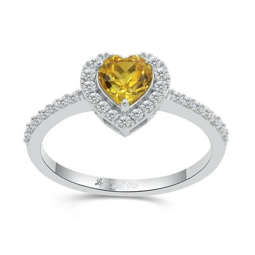Love Spell® Lab-grown Diamonds And Citrine Heart-shaped Ring - 0.25 Ct. T.w.