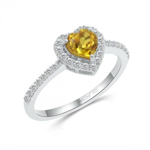 Love Spell® Lab-grown Diamonds And Citrine Heart-shaped Ring - 0.25 Ct. T.w.