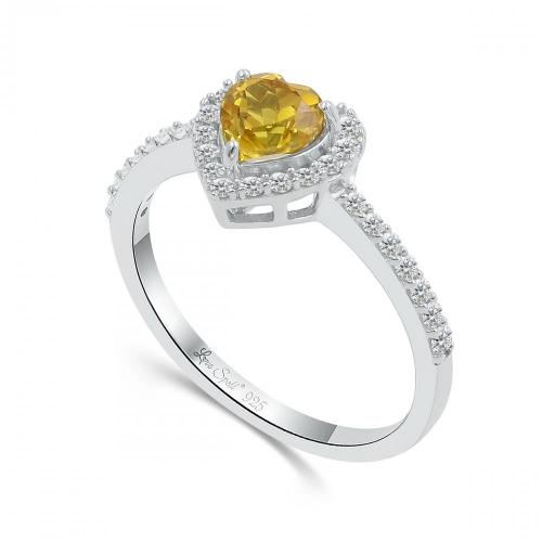Love Spell® Lab-grown Diamonds And Citrine Heart-shaped Ring - 0.25 Ct. T.w.