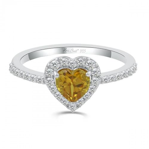 Love Spell® Lab-grown Diamonds And Citrine Heart-shaped Ring - 0.25 Ct. T.w.