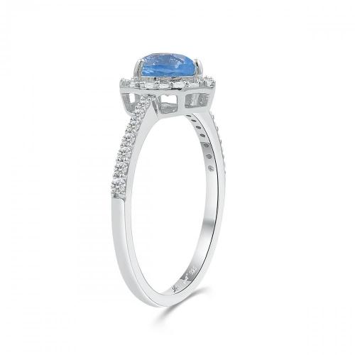 Love Spell® Lab-grown Diamonds And Blue Topaz Heart-shaped Ring - 0.25 Ct. T.w.