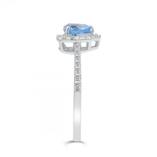 Love Spell® Lab-grown Diamonds And Blue Topaz Heart-shaped Ring - 0.25 Ct. T.w.