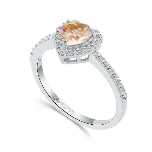 Love Spell® Lab-grown Diamonds And Morganite Heart-shaped Ring - 0.25 Ct. T.w.