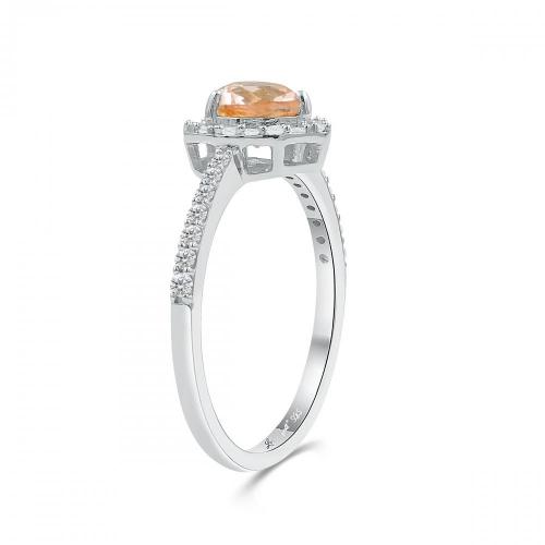 Love Spell® Lab-grown Diamonds And Morganite Heart-shaped Ring - 0.25 Ct. T.w.