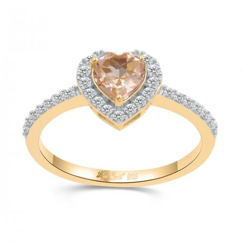 Love Spell® Lab-grown Diamonds And Morganite Heart-shaped Ring - 0.25 Ct. T.w.