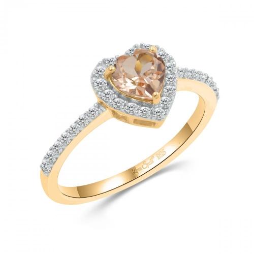Love Spell® Lab-grown Diamonds And Morganite Heart-shaped Ring - 0.25 Ct. T.w.