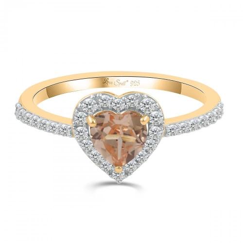 Love Spell® Lab-grown Diamonds And Morganite Heart-shaped Ring - 0.25 Ct. T.w.