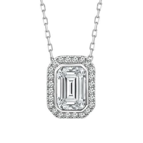 Bella By Ovani® Igi Cert Labgrown Diamond Emerald Halo Pendant 1.23 Ct. T.w.