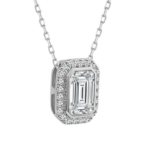 Bella By Ovani® Igi Cert Labgrown Diamond Emerald Halo Pendant 1.23 Ct. T.w.