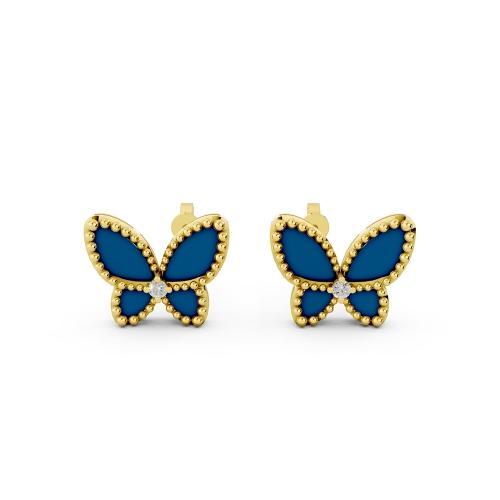 Bella By Ovani® Blue Lapis Diamond Butterfly Earrings-0.03 Ct. T.w.