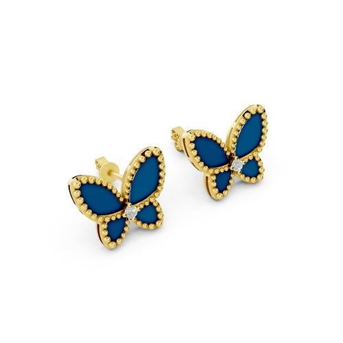 Bella By Ovani® Blue Lapis Diamond Butterfly Earrings-0.03 Ct. T.w.